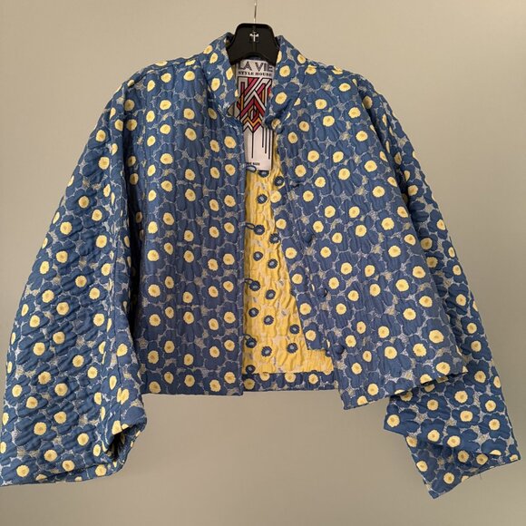 La Vie Style House Cropped Jacquard Jacket One Size Fits All - Picture 3 of 3